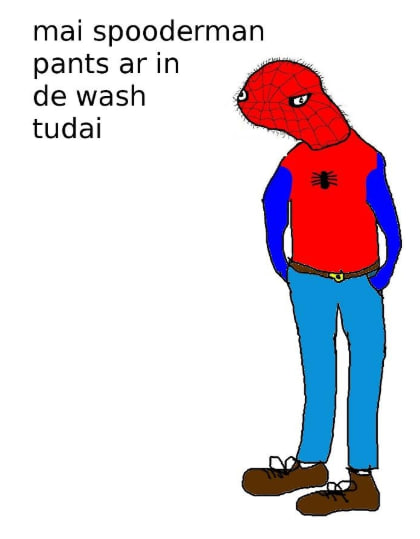 ms paint spooderman in jeans