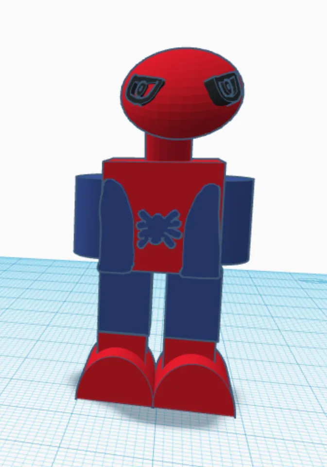 blocky 3d model of spiderman